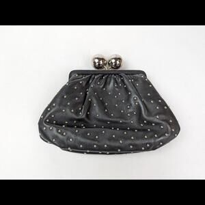 [SOLD] TIFFANY & CO. Black Lambskin Leather Studded Pouch Clutch Purse Handbag